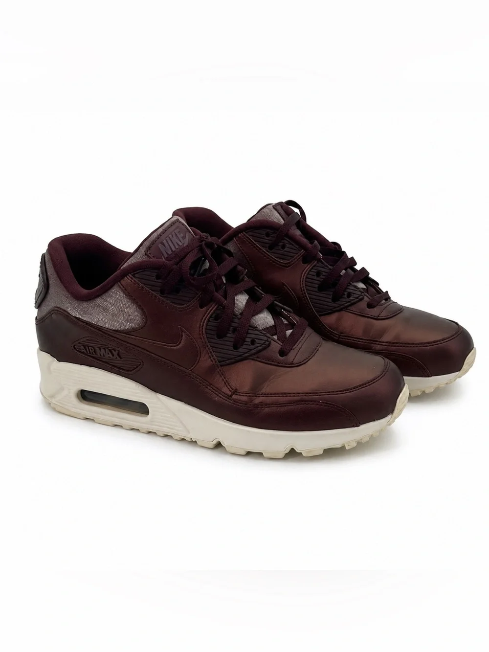 Nike Air Max 90 Metallic Mahogany Leather Sneakers Sporty Chic Casual Shoes